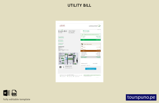 lista para imprimir plantilla de factura de servicios públicos verde de Dubai de